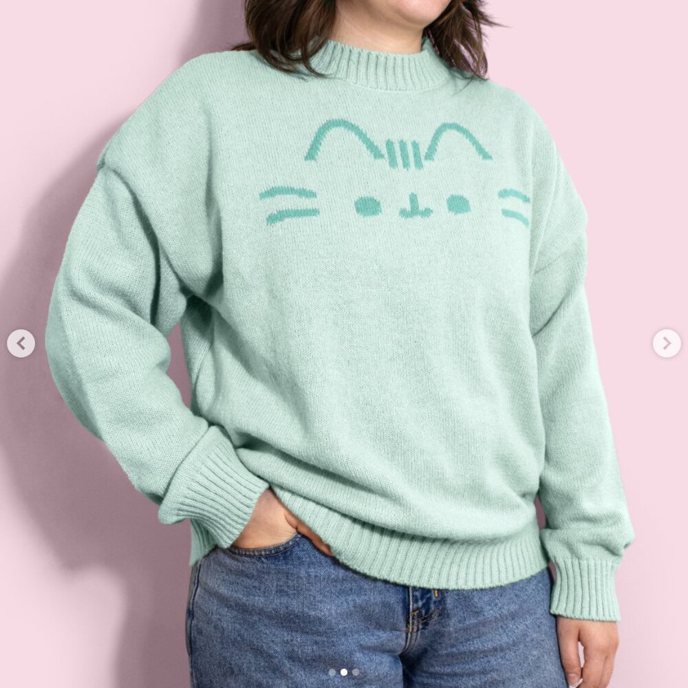 ♡SOLD♡ Pusheen Box winter 2024 exclusive mint green sweater oversized xs